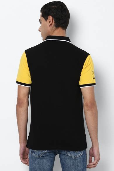 Buy Men Black Patterned Polo Neck T-shirt Online - 655911 | Allen Solly