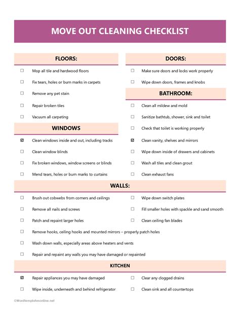 8 Free Move-Out Cleaning Checklists - Editable