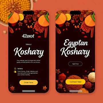 Layout egyptian koshary app with comforting koshary and spices in the ...