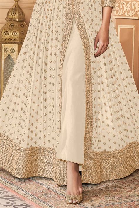 Buy Pearl White Anarkali Dress 77282 Online | Karagiri