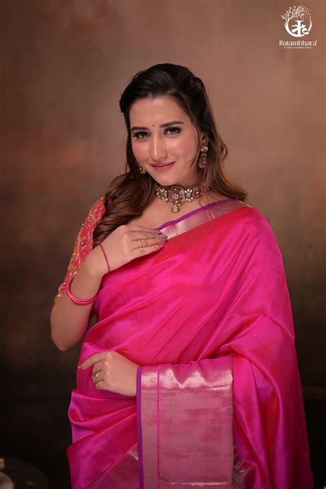 Bhadra - Pink Plain Handwoven Silk Saree With Silver Zari Border ...