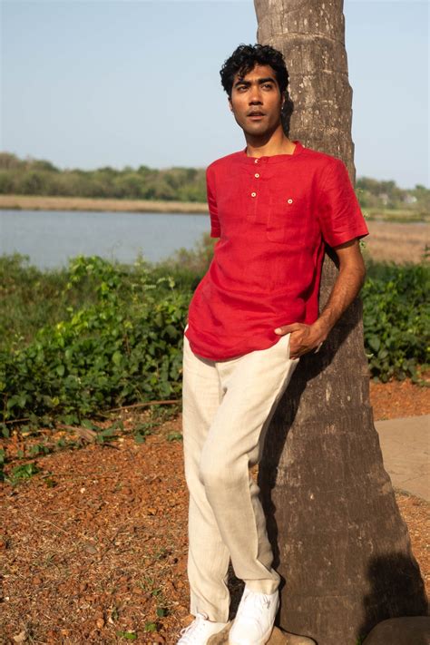 Bandhgala | The Linen Bandhgala Indian Red