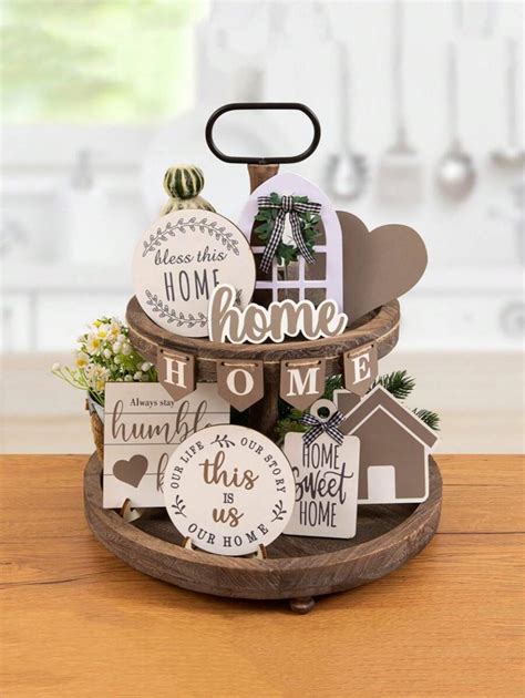 11 Pcs Farmhouse Tiered Tray Home Decor Mini Signs Rustic Tiered Tray ...