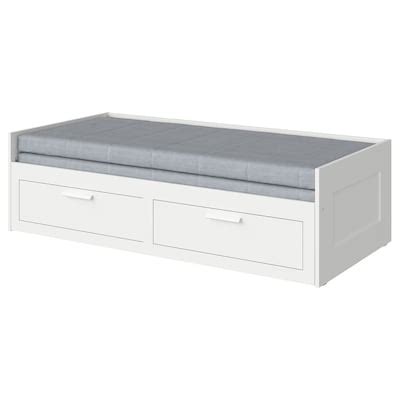BRIMNES day-bed w 2 drawers/2 mattresses, white/Ågotnes firm, 80x200 cm ...