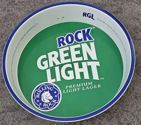 Latrobe Brewing Co Rolling Rock OLDER Green Light Metal Serving Tray ...