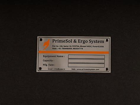 Stainless Steel Nameplate Exporters Pune | Shreeniwas Signs Pvt. Ltd