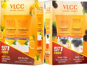 VLCC Anti Tan Sunscreen Lotion SPF 25 PA+ & Skin Lightening Face Wash ...