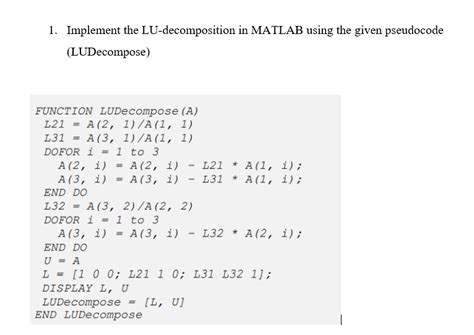 Rezultat imagine pentru LU Decomposition Matlab Code