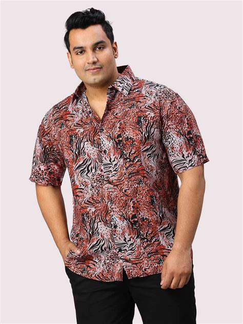 Crimson Digital Printed Half Sleeve Men's Plus Size Shirt | Guniaa