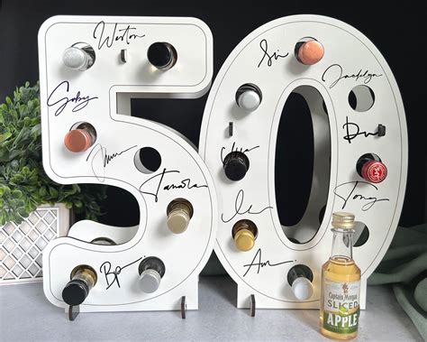 50th Birthday Shot Cake, Mini Liquor Bottle Holder, Happy Birthday Gift ...
