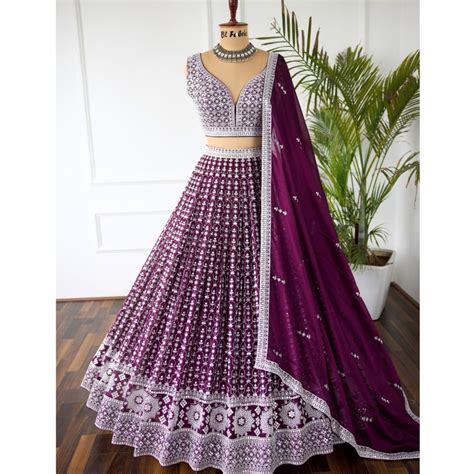 Purple color Sequence Embroidery work Designer Lehenga choli for Weddi ...