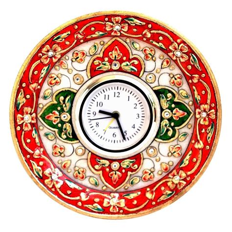 HANDICRAFTS PARADISE Marble RED Meena Work Clock : Amazon.in: Home ...
