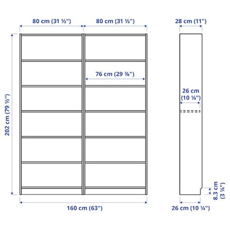 BILLY bookcase, white, 160x28x202 cm (63x11x791/2") - IKEA