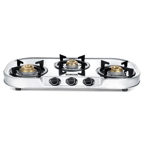 Borosil Ignite Pro Stainless Steel Gas Stove, 3 Burners