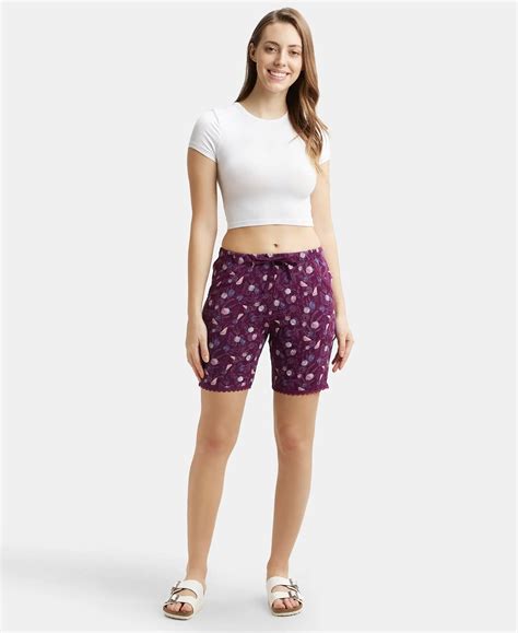Buy Micro Modal Cotton Relaxed Fit Printed Shorts with Side Pockets ...