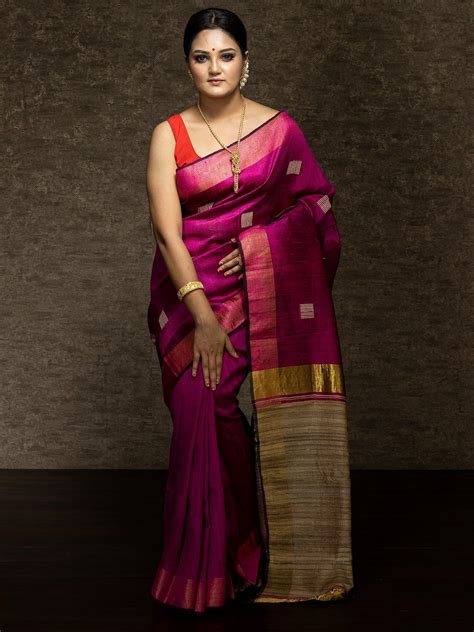 Duel Tone Par Anchal Buti Handwoven Matka Silk Jamdani Saree – WeaversIndia