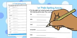 Prefix 'Un' Spelling Rules English Language PDF