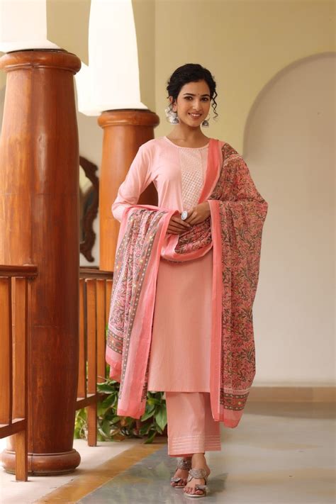 Pink cotton Yoke Design Gotta Patti Suit Set VKSKD1184 – Jinaaya