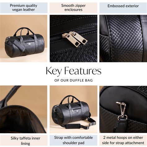 Embossed Sleek Black Duffle Bag Online - Premium Duffel Bag | Nestasia