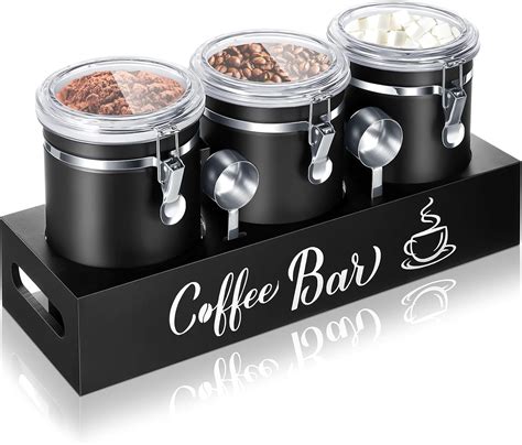 Amazon.com: Domensi 3 x 66 oz Airtight Coffee Canisters with Shelf ...