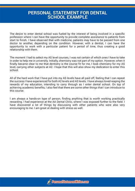 Examples Of Dental School Personal Statements at Zac Belmore blog