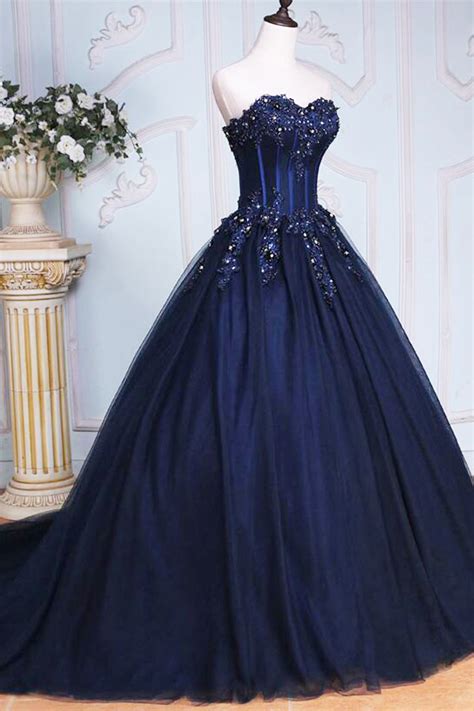 Dark Blue Princess Prom Dresses