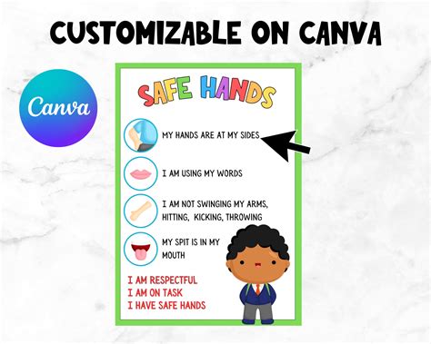 Customizable Safe Hands Poster for Behavior Management at Home and ...