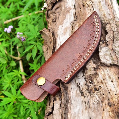Handmade Genuine Leather Sheath Fixed Hunting Blade Knife Engraved Belt ...
