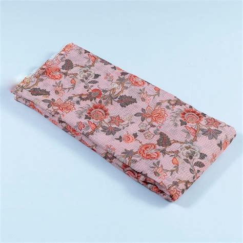 Premium Peach Colour Kota Digital Printed Fabric Fabric for Designers ...