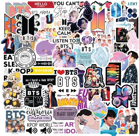 Rousrie BTS Stickers (Pack of 50) for Journal Supplies, Scrapbooking ...