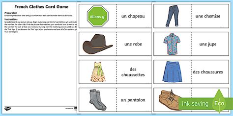 Clothing Card Game French