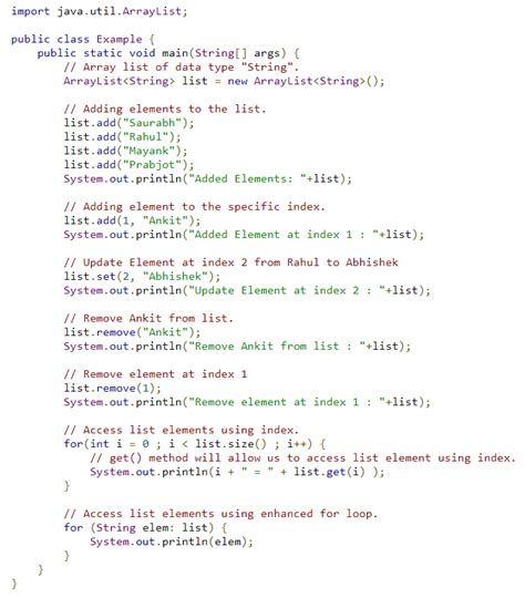 ArrayList Real-Time Example in Java 的图像结果