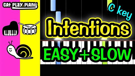 Intentions C Key - Piano Tutorial Easy SLOW + Free Sheet Music PDF ...