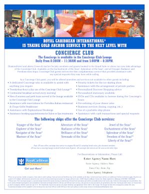 Fillable Online CONCIERGE CLUB - Royal Caribbean International Fax ...