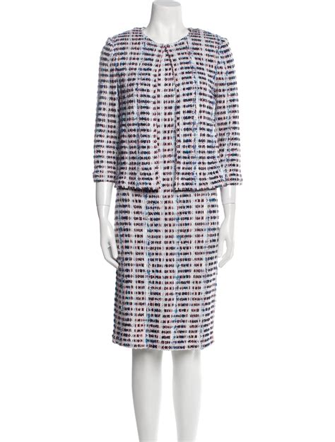St. John Collection Printed Braided Accents Dress Set - White Suits and ...