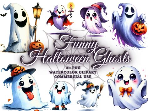 Cute Halloween Ghosts Clipart Ghost Png Graphic by Artistic Revolution ...