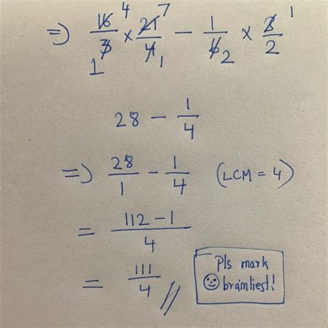 16/3 × 21/4 - 1/6 × 3/2 - Brainly.in