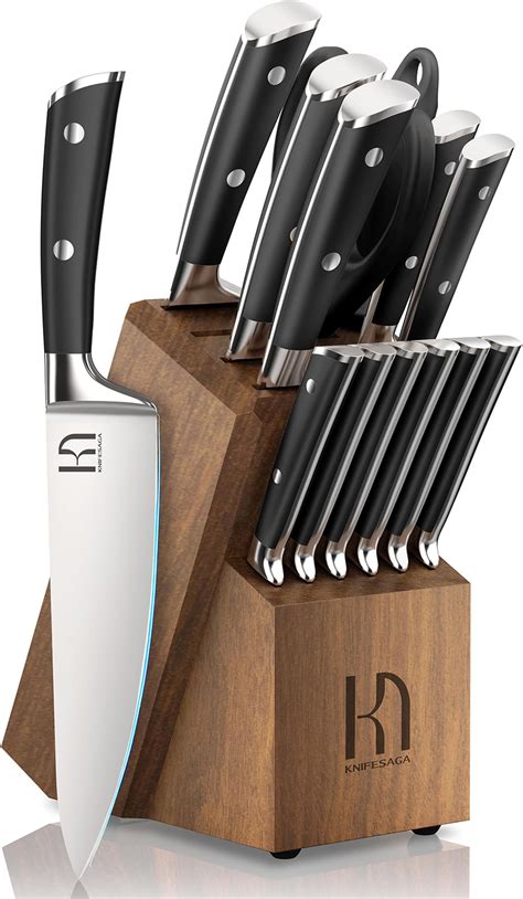 Amazon.com: HOSHANHO 16-Piece Kitchen Knife Set with Block, Powder ...