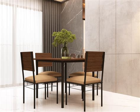 ANISHWAR Metal Framing 4 Seater Dining Table Engineered Wood Top | 4 ...