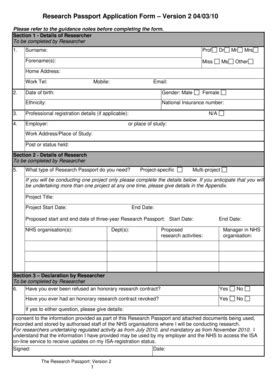 Research Passport Application Form - Blank Fillable Template | Fill Out ...