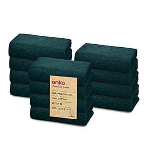 Anko Australia 100% Cotton 550 GSM Malmo Face Towel | Set of 12 | Super ...