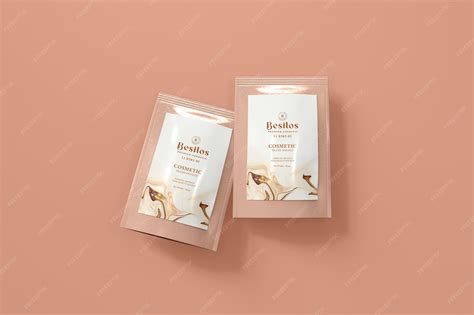 Premium PSD | Glossy foil cosmetic pouch bag branding mockup