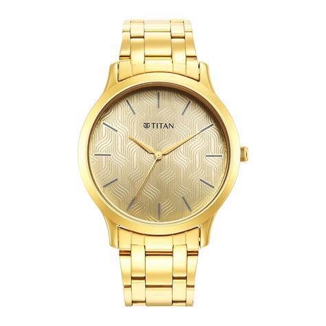 Titan Karishma Quartz Analog Champagne Dial Gold Stainless Steel Strap ...
