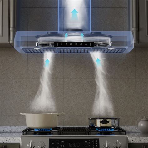 iKTCH Victoria 30-in Ducted 900-CFM Stainless Steel Under Cabinet Range ...