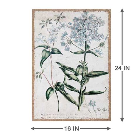 Chambray Botanical Spackled Burlap Canvas Wall Art, 16x24