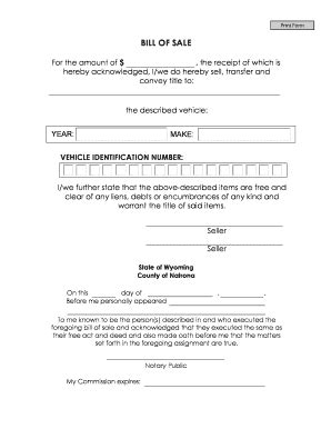 18 Printable Vehicle Bill Of Sale With Notary Template Forms - Fillable ...