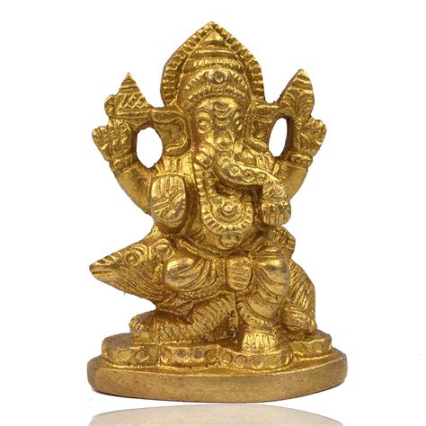 Reiki Crystal Productsbrass Lord Ganesha Ji With Mushak Statue Idol ...