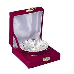 Buy GIFTCITY German Silver Floral Bowl with Box - 2 Pieces, Blue Online ...