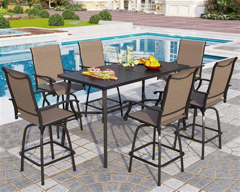 Amazon.com: UDPATIO 5 Piece Bar Height Patio Swivel Dining Chair Set ...