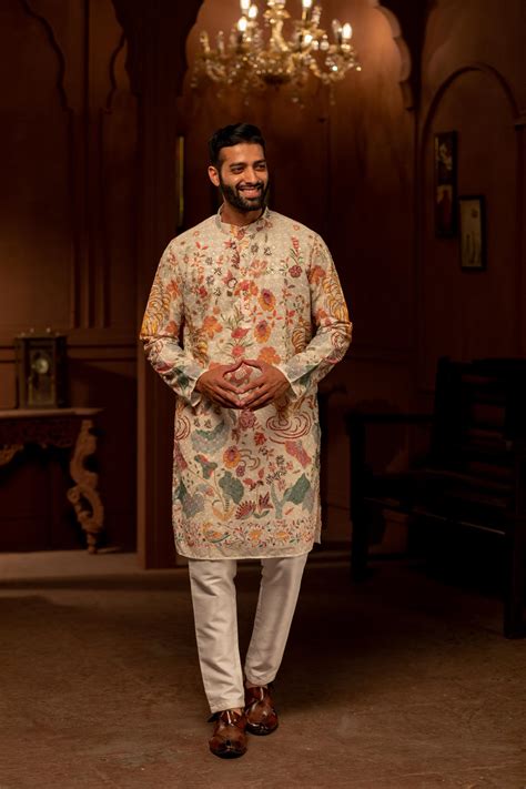 Enchanted White wolf Motif kurta for men – Kzari - The Design Studio